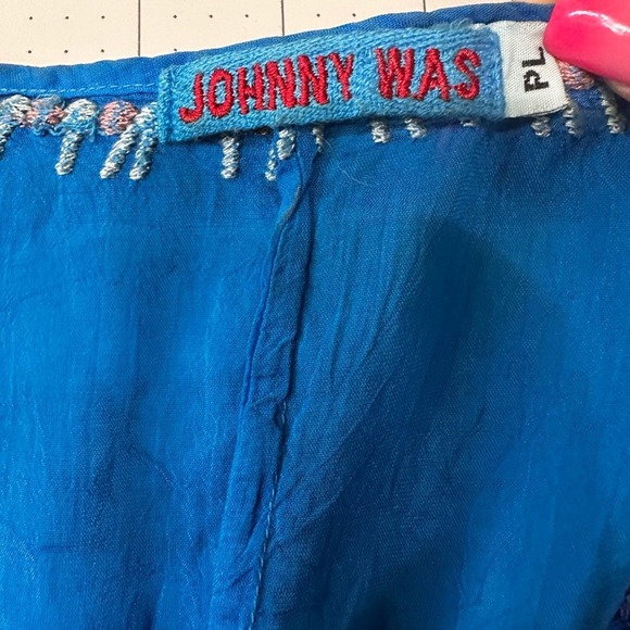 Johnny Was Size P/L Blue Vanessa Blue Floral Embroidered Tunic Blouse - Picture 9 of 14